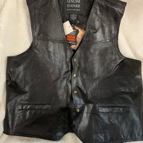 Giovanni Navarre Jackets Coats Black Genuine Leather Vest New With Tags Size 3x Poshmark